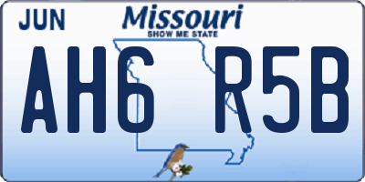 MO license plate AH6R5B
