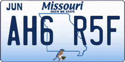 MO license plate AH6R5F