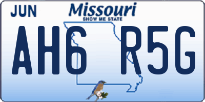 MO license plate AH6R5G