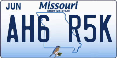 MO license plate AH6R5K
