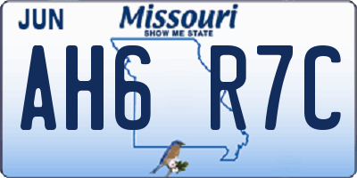 MO license plate AH6R7C