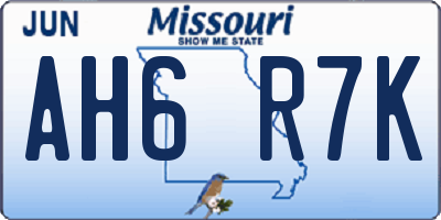 MO license plate AH6R7K