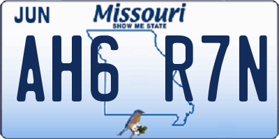 MO license plate AH6R7N