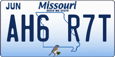 MO license plate AH6R7T