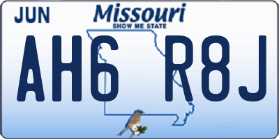 MO license plate AH6R8J