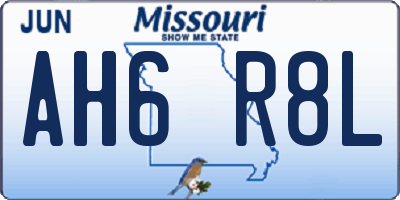 MO license plate AH6R8L