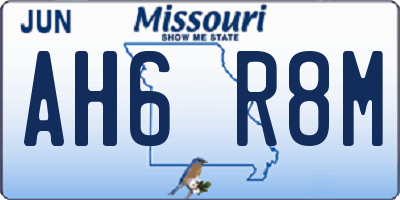 MO license plate AH6R8M