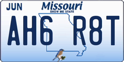 MO license plate AH6R8T