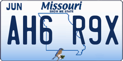 MO license plate AH6R9X