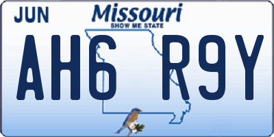 MO license plate AH6R9Y