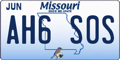 MO license plate AH6S0S