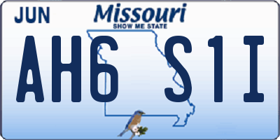 MO license plate AH6S1I