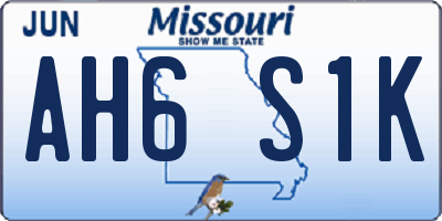 MO license plate AH6S1K