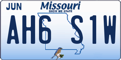 MO license plate AH6S1W