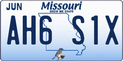 MO license plate AH6S1X