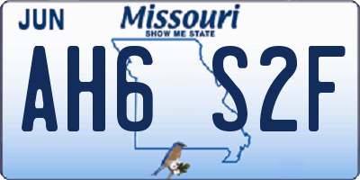 MO license plate AH6S2F