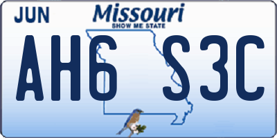 MO license plate AH6S3C