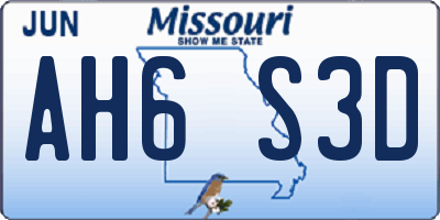 MO license plate AH6S3D