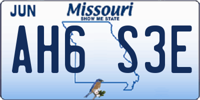 MO license plate AH6S3E