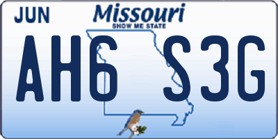 MO license plate AH6S3G