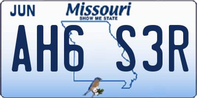 MO license plate AH6S3R