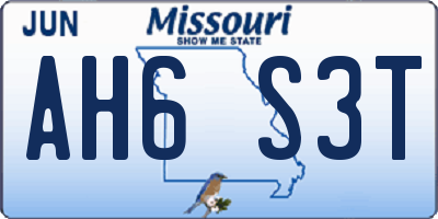 MO license plate AH6S3T