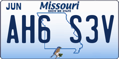 MO license plate AH6S3V