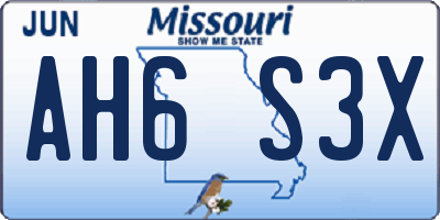 MO license plate AH6S3X