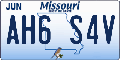 MO license plate AH6S4V