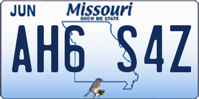 MO license plate AH6S4Z