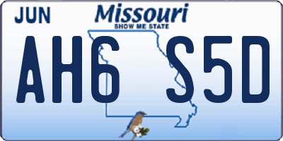 MO license plate AH6S5D