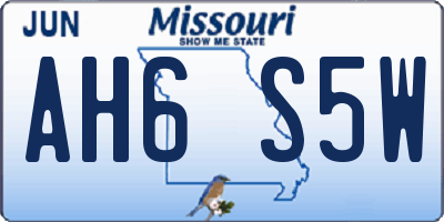 MO license plate AH6S5W
