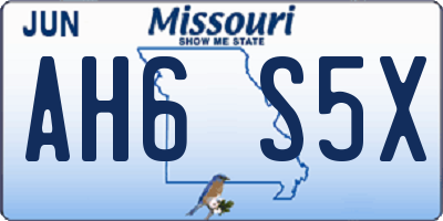 MO license plate AH6S5X