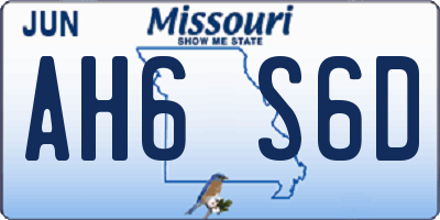 MO license plate AH6S6D