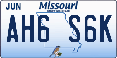 MO license plate AH6S6K