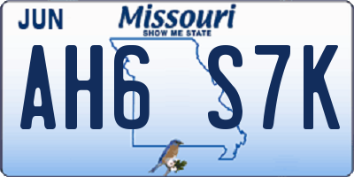 MO license plate AH6S7K