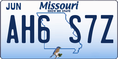 MO license plate AH6S7Z