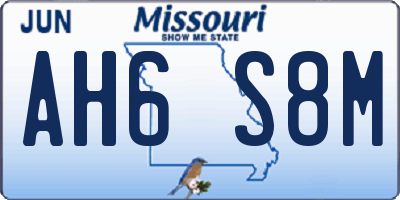 MO license plate AH6S8M