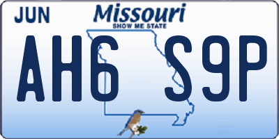 MO license plate AH6S9P