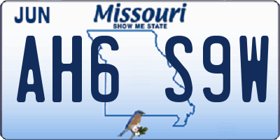 MO license plate AH6S9W