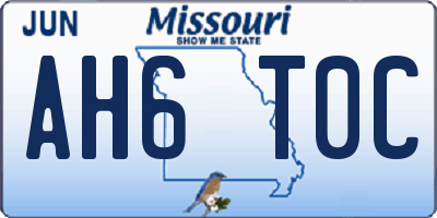 MO license plate AH6T0C