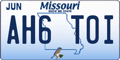 MO license plate AH6T0I