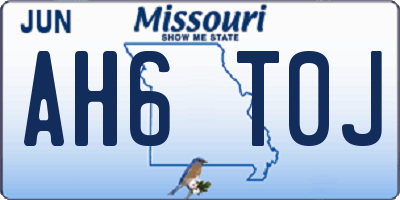 MO license plate AH6T0J