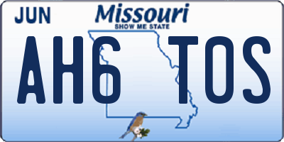 MO license plate AH6T0S