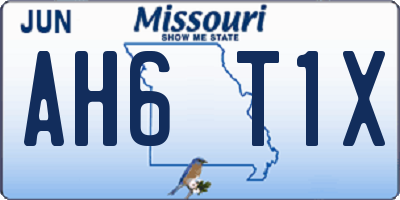 MO license plate AH6T1X