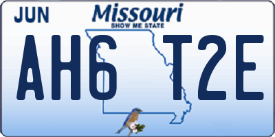 MO license plate AH6T2E