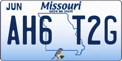 MO license plate AH6T2G