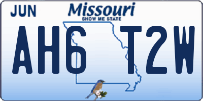 MO license plate AH6T2W