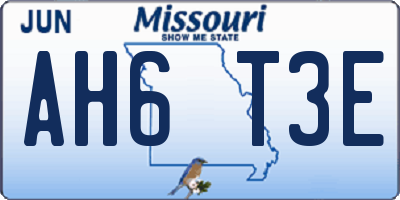MO license plate AH6T3E