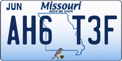 MO license plate AH6T3F